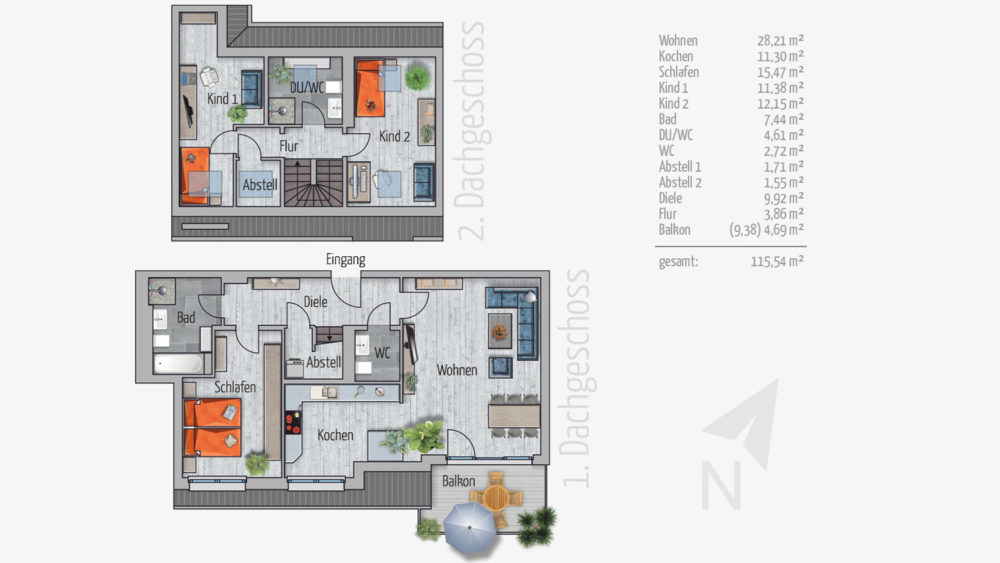 Grundriss Maisonette Wohnung