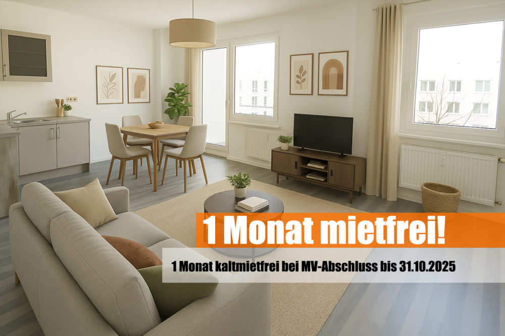einen Monat kaltmietfrei bei MV-Abschluss bis zum 31.10.25